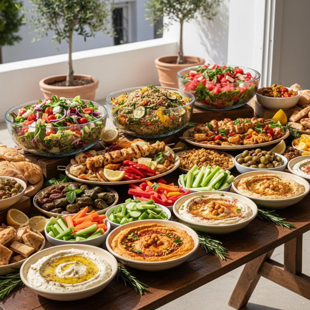 Lunch catering met salades en tapas